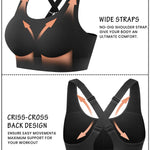Heathyoga Sports Bra High Impact，Padded High Support Sports Bras for Women Large Bust, Strappy Workout Bras Activewear Bra Black