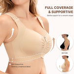 BRABIC Zip Front Closure Wireless Bras for Women Post Surgery Compression Mastectomy Surgical Back Smoothing Bra (Nude, Large)