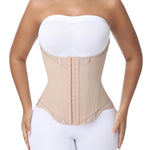 SHAPSHE Waist Trainer for Women Tummy Control Cincher Corset Shapewear Working Out Body Shaper with Hooks Tan L