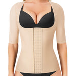 Gotoly Women Waist Trainer Corset Tummy Control Shapewear Upper Arm Shaper Post Surgical Slimmer Compression Tops(Beige Short Sleeve,Small)