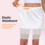 MANCYFIT Double Lace Half Slip for Women Under Dress Lace Slip Skirt Extenders Satin Under Skirt Liner White XX-Large