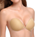 Wingslove Adhesive Bra Reusable Strapless Self Silicone Push-up Invisible Sticky Bras for Backless Dress (Beige,B)