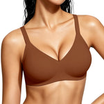 Gailife Smooth Wireless Jelly Bras for Women No Underwire Seamless Push Up Bra Full Coverage Soft Suppor Tshirt Bralettes -BR,L Brown