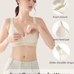 Gailife Jelly Front Closure Bras for Women Wireless No Underwire Comfort Convenient Seamless Supportive Mastectomy Bralettes, White, L