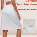 MANCYFIT Half Slip for Women Under Dress Slip Skirt Extenders for Women Seamless Hem Knee Length Under Skirt Liner White X-Large