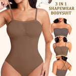 Werena Strapless Shapewear Bodysuit for Women Tummy Control Seamless Full Body Shaper with Removable Straps Under Dress (Brown,S)