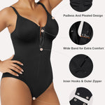 SHAPERX Women's Shapewear Bodysuit Tummy Control Seamless Zip-Up Body Shaper Waist Defining Body Suit,SZ5861-Black-S/M