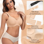 Werena Womens Jelly Wireless Bras V Mesh Push Up Comfortable Bra Full Coverage Supportive No Underwire Seamless Tshirt Bralette (Nude,L)
