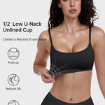 OEAK Womens Comfortable Bras No Underwire Cami Bra Seamless Unlined Bralettes Scoop Neck Unpadded Everyday Sports Tshirt Bra Black,M