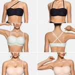OEAK Womens Strapless Bras Jelly Push Up Bandeau Bra Non Slip Wireless Supportive Padded Bras Seamless Comfortable Tube Bra Skin Color S+