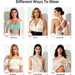 OEAK Supportive Strapless Bras for Women Push Up Wireless Bandeau Bra Non Slip Seamless Bras Comfortable Padded Bralette Mint Green S