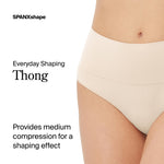SPANX SPANXshape Everyday Shaping Thong - Core Control Shapewear Underwear - Invisible Under Clothes - Seamless Design - Soft Nude - Medium