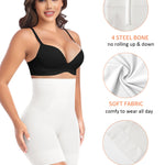 Werena Tummy Control Shapewear Shorts for Women High Waisted Body Shaper Slimming Girdle Shorts Shaping Underwear Panties(1# A White(tummy control),Small)