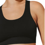 Thirdlove Seamless Racerback Flex Sports Bra, Wireless Workout Top for Women, Pullover Yoga Bras for Fitness, Gym, or Lounge, Compression Bra with Removable Cups, Medium Impact Black - Medium