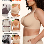 PoseFree Jelly Wireless Bra for Women Plus Size, Older Women - Full Coverage with Full Support & Lift - No Underwire, Back Smoothing, Soft Comfort Everyday Bra (Nude, XL)