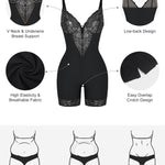 Popilush Shapewear Bodysuit Tummy Control - Deep V Neck Sleeveless Lace Corset Shapewear Tops Body Shaper
