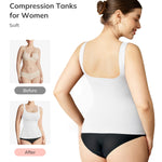 LODAY Compression Tank Tops for Women Shapewear Tummy Control Body Shaper Square Neck Camisole Tops(White,Small)