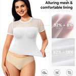 Nebility Womens Mesh Sheer Tops Short Sleeve Tee Crewneck Crop Top Going Out Date Outfits Fashion Clothes 2026（X-Large,White）