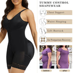 YIANNA Fajas Colombianas Moldeadoras Postpartum Shapewear Tummy Control for Women Full Body Shaper Butt Lifter Compression Garment with Zipper Crotch, YA7283-Black-2XL