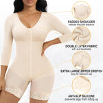 SHAPERX Women's Fajas Colombianas Shapewear Postpartum Tummy Control Arm Slimming Full Body Shaper with Zipper Crotch, SZ7503-Beige-L