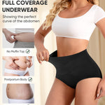 YDQ Womens High Waisted Cotton Underwear 4 Pack Tummy Control Panties Ladies Post Partum Compression Postpartum Multicolor M