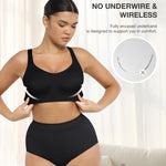 Wireless Push Up Bra for Women No Underwire Comfort Soft Daliy Bras, Wirefree Bralette Full Coverage Support Bras with Straps Black