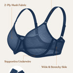HSIA Minimizer Bras for Women Seraphina Full Coverage Underwire Unlined Mesh Plus Size Convertible Bra for Big Busted Ocean Blue 36DD