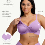 FeelinGirl Wireless Supportive Bra for Women, Seamless Comfort Bralettes No Underwire Full Coverage Everyday Bras Purple