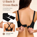 Gailife Deep V Jelly Bras for Women No Underwire Wireless Seamless Push Up Bra Comfort Support Plunge Bralette Full Coverage -BK,L Black