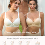FeelinGirl Wireless Bras for Women No Underwire Seamless Full Coverage Comfortable Everyday Bra Medium Support White 36D