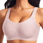 Womens Wireless Jelly Bras Plus Size No Underwire Seamless Full Coverage Comfortable Everyday Bra with Medium Support (Pink Peach, 3X-Large)