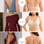 Slimers Backless Bra for Women：Wireless Full-Coverage Low Back Bras - Padded Criss-Cross Multiway Bralette Beige