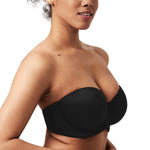 HSIA Strapless Bras for Women Large Breasts Non Slip Full Coverage Underwire Supportive Multiway Strapless Bra Plus Size Black