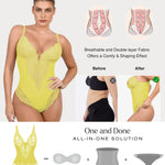 Popilush Shapewear Bodysuits for Women Tummy Control Lace Bodysuit V Neck Sleeveless Corset Tops Body Suit