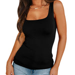 XIEERDUO Womens Fitted Tank Tops Double Layer Seamless Camisole Slim Fit Shirts 2026 Basic Summer Black XL