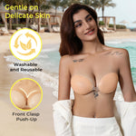 NuBrava Adhesive Bra Strapless Sticky Invisible Push up Silicone Bra Resuable for Backless Dress(C Cup) Creme