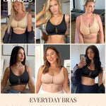BRABIC Wireless Bras for Women Full Coverage Seamless T Shirt Bra Comfortable and Breathable Bralette, Large, Beige