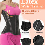 GainKee Latex Waist Trainer for Women Workout Waist Cincher Trimmer Belly Belt Tummy Control Body Shaper Sport Girdle Black XS
