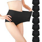 cauniss Cotton Panties High Waisted C Section Recovery Postpartum Soft Full Coverage Underwear for Women(7 Pack) (Black, Large, l)