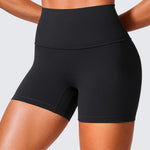 CRZ YOGA Secretsculpt Butterlift Biker Shorts 4" - No Front Seam High Waisted Womens Workout Gym Booty Scrunch Butt Black Medium