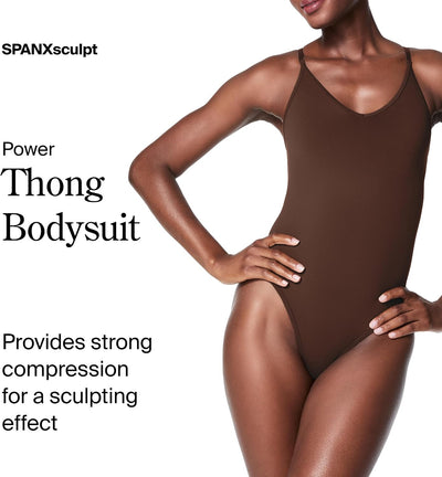 SPANX SPANXsculpt Power Series Thong Bodysuit - Soft, Seamless Shapewear for Women - Adjustable Straps - Snap Closure