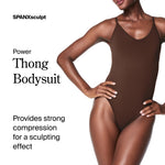 SPANXsculpt Power Series Thong Bodysuit - Soft, Seamless Shapewear for Women - Adjustable Straps - With Snap Closure - Chestnut Brown - Small