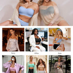 Vertvie Strapless Bra Wireless Non-Slip Push Up Bandeau Bras for Women Full Support Tube Tops Padded Bralette S-Large Breasts(Sky Blue,Medium)