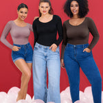 Nebility Long Sleeve Bodysuit for Women Tummy Control Crew Neck Body Suits Tops Slim Fit (Purple Brown, X-Large)