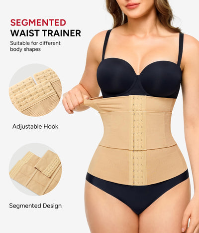 Nebility Waist Trainer for Women Corset Shapewear Tummy Control Segmented Waist Cincher Postpartum Faja Body Shaper with Adjustable Strap(Beige,XXX-Large)