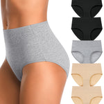 IROCUE High Waisted Underwear Cotton Brief Ladies Panties Full Coverage Breathable Tummy Control Underwear for Women Multipack-L