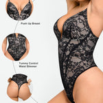Popilush Shapewear Bodysuit for Women Deep V Neck Sleeveless Lace Corset Bodysuits Tummy Control Tank Tops