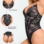 Popilush Shapewear Bodysuit for Women Deep V Neck Sleeveless Lace Corset Bodysuits Tummy Control Tank Tops