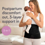 Baby Uma 3-in-1 Postpartum Belly Band - Triple Support Natural & C Section Belly Binder Post Partum, Easy On 'n Off, Lightweight & Breathable Abdominal Binder, Postpartum Essentials
