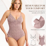 BRABIC Lace Bodysuit for Women Tummy Control Shapewear Sleeveless Tops V-Neck Backless Camisole Jumpsuit Shaper (Brown Brief, 3X-Large)